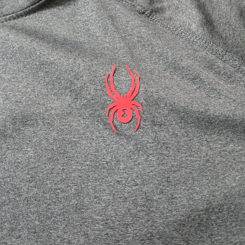 Spyder Active Mens Long Sleeve Performance Shirt Grey Black Red Logo XL - Picture 5 of 12